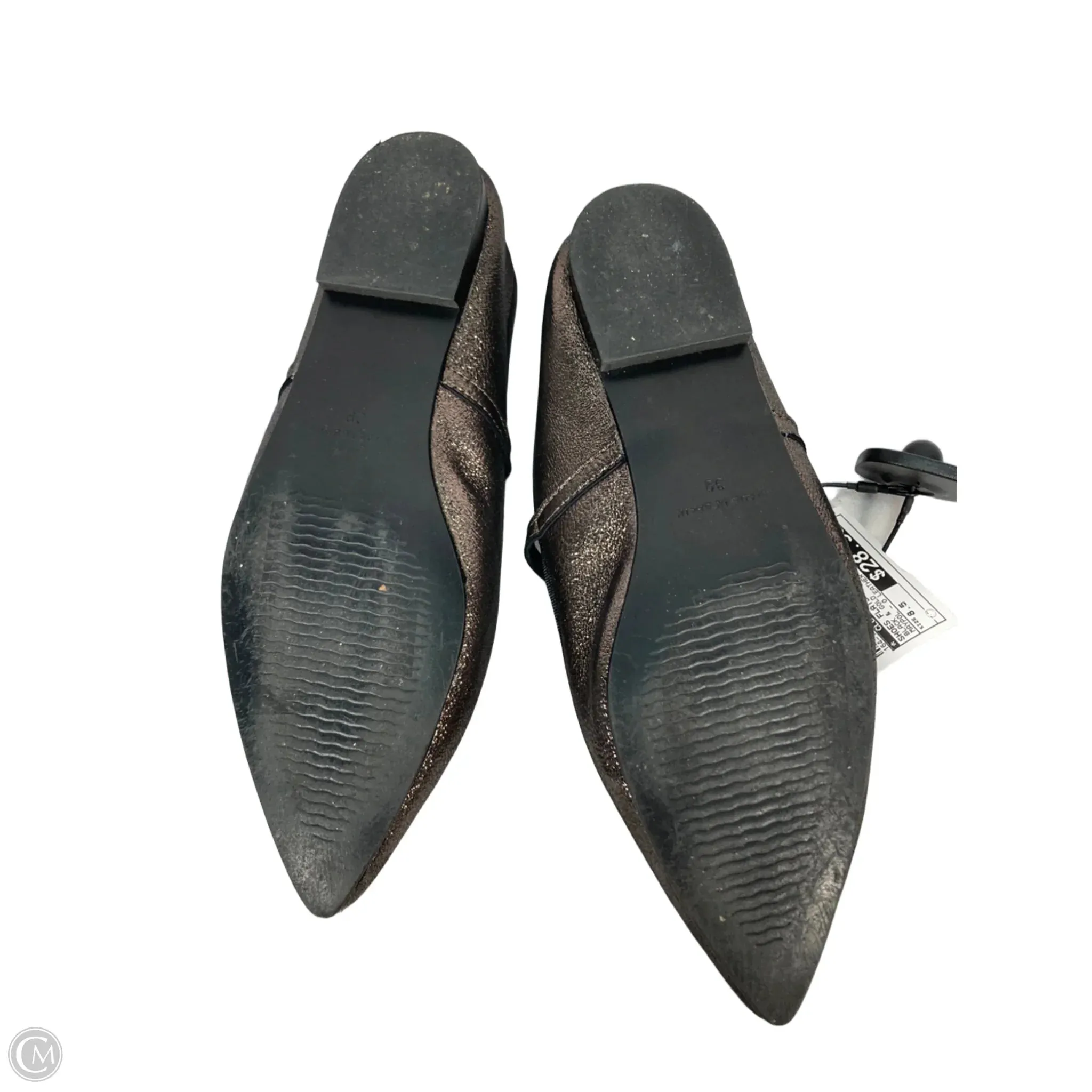 Shoes Flats By Clothes Mentor In Black & Gold, Size: 8.5