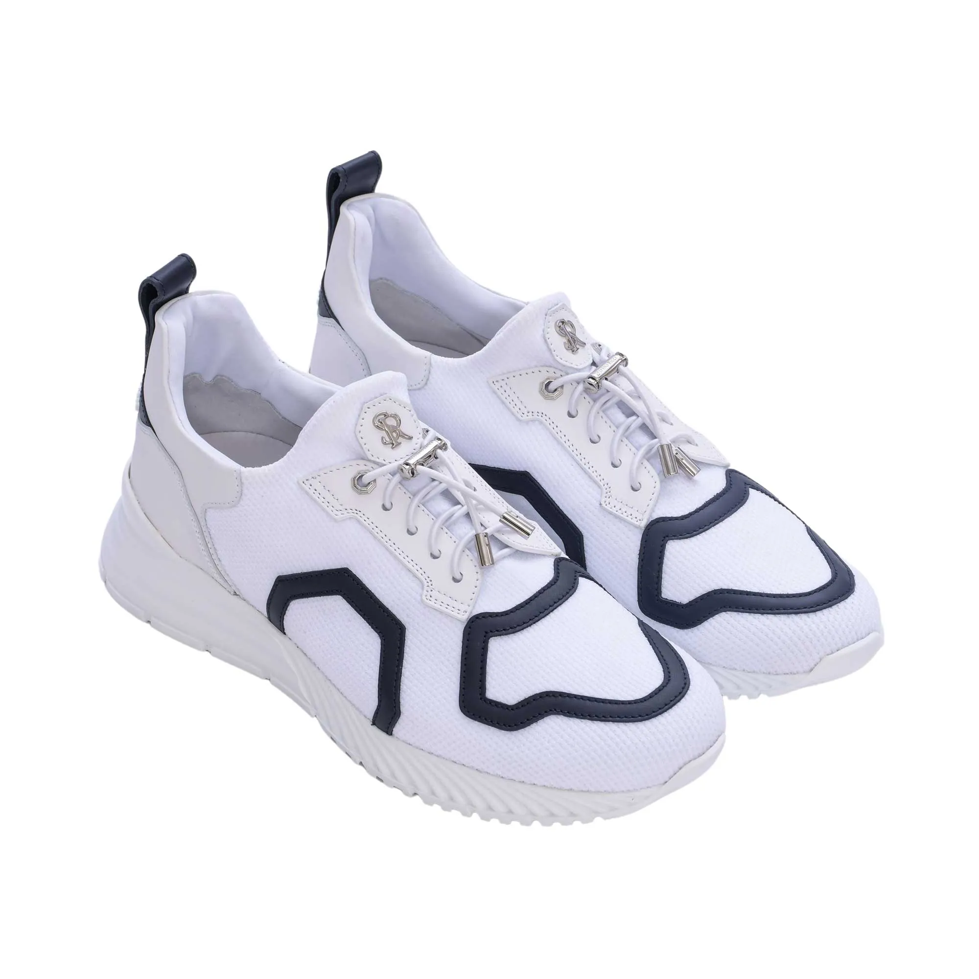 Stefano Ricci Men's White & Blue Sneaker