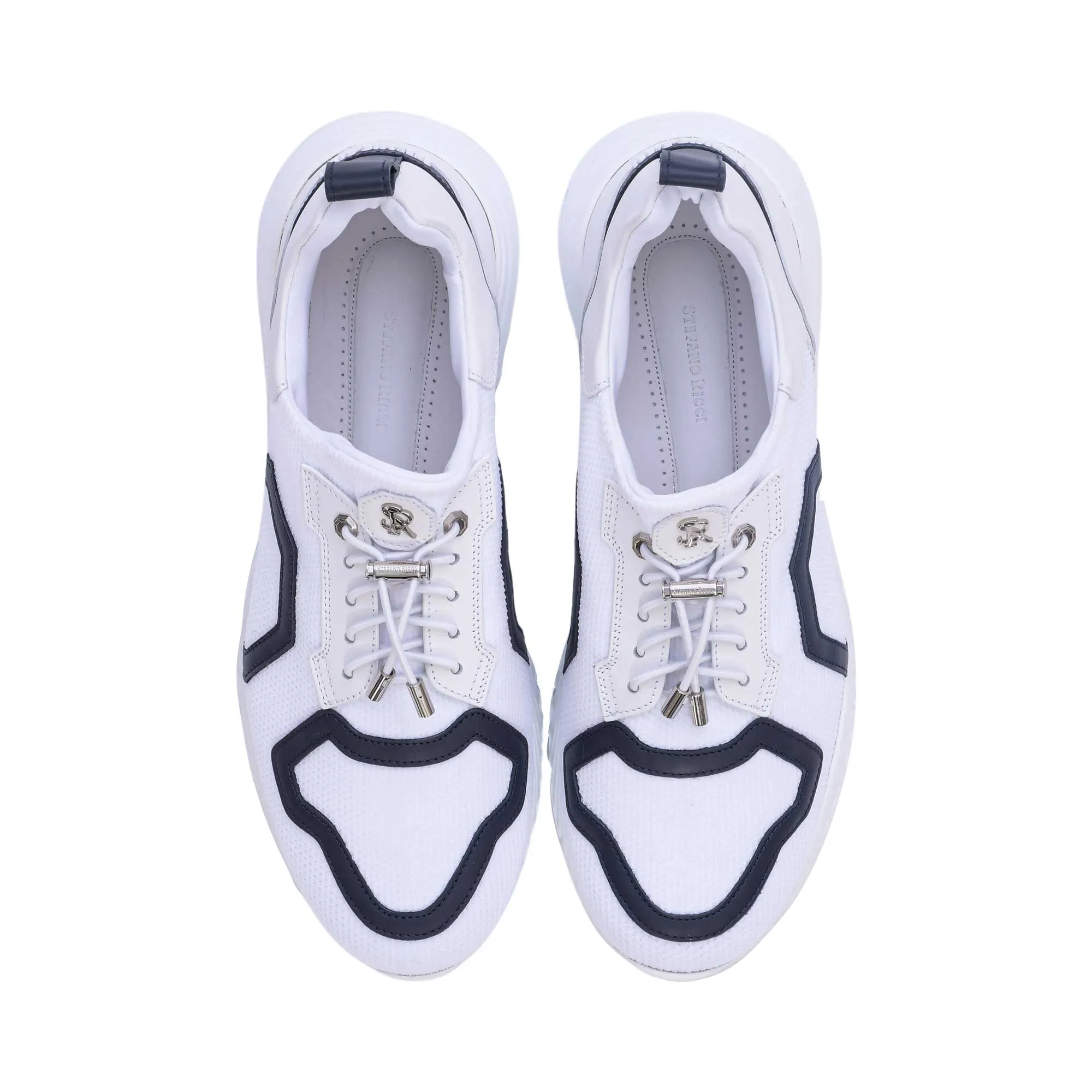 Stefano Ricci Men's White & Blue Sneaker