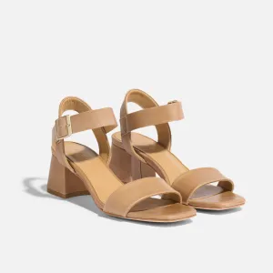Stella Go-To Block Heel Sandal Almond -NISOLO