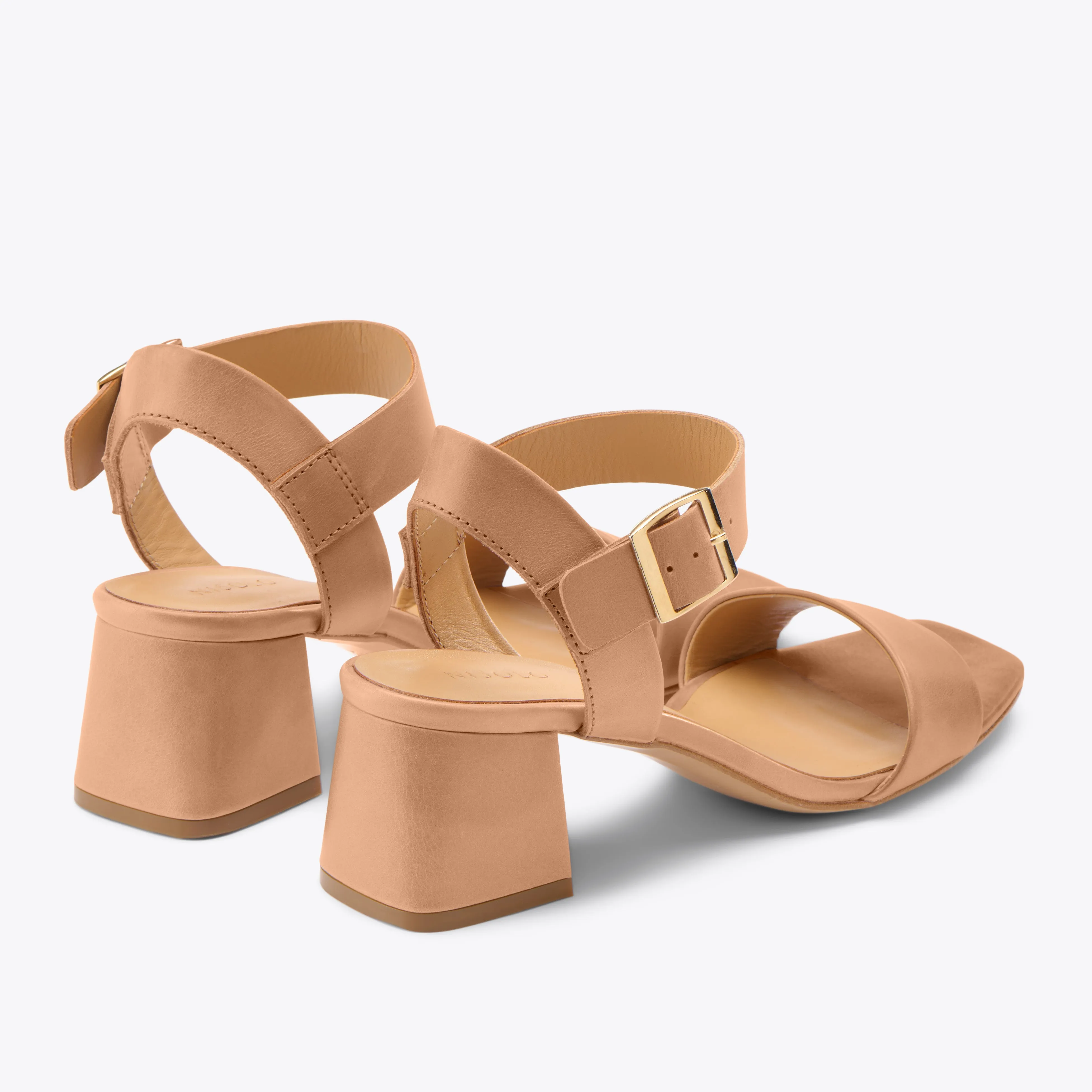 Stella Go-To Block Heel Sandal Almond -NISOLO