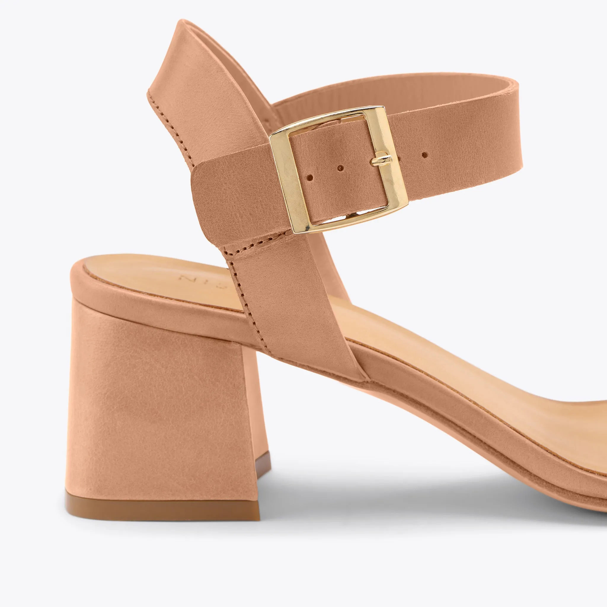 Stella Go-To Block Heel Sandal Almond -NISOLO