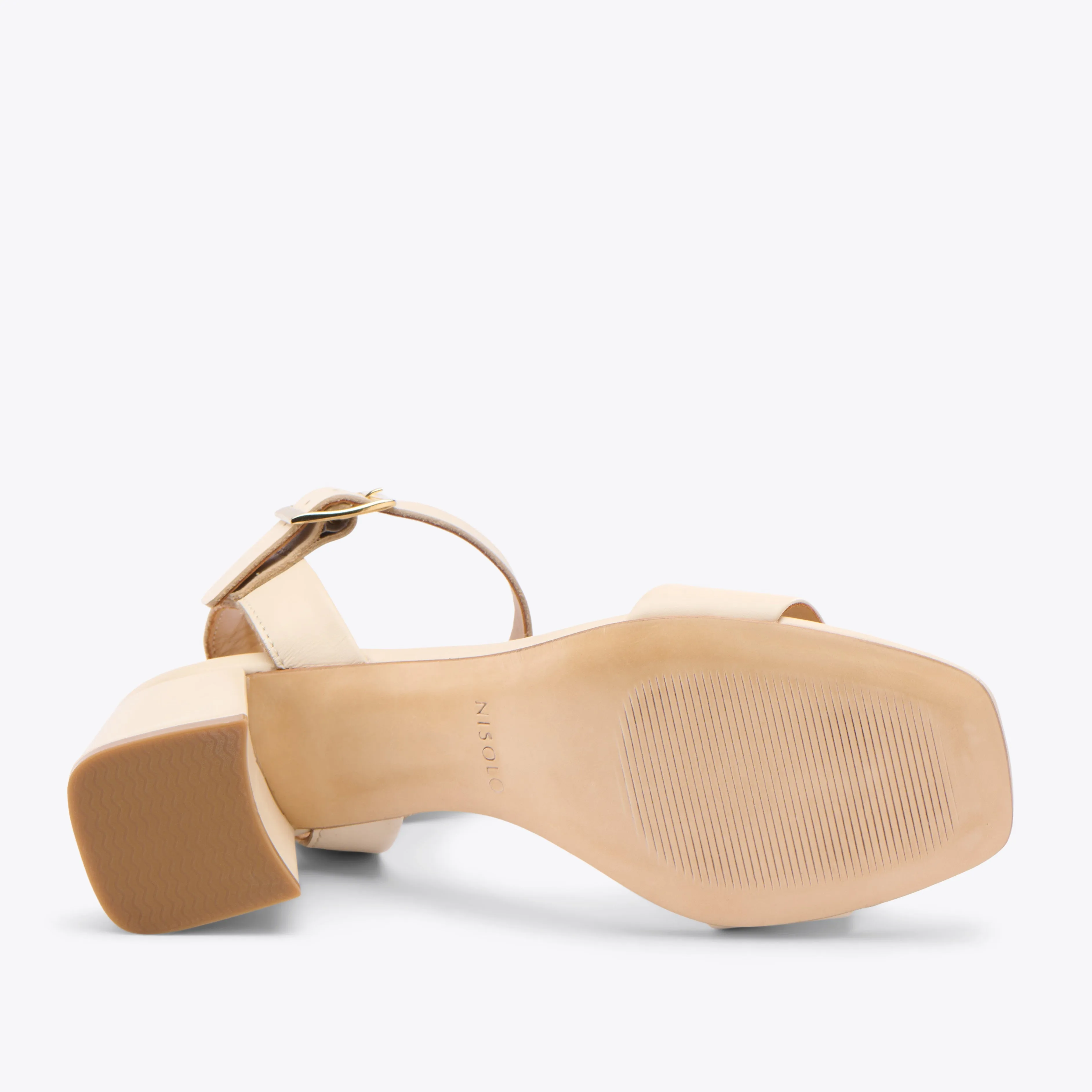 Stella Go-To Block Heel Sandal Bone -NISOLO