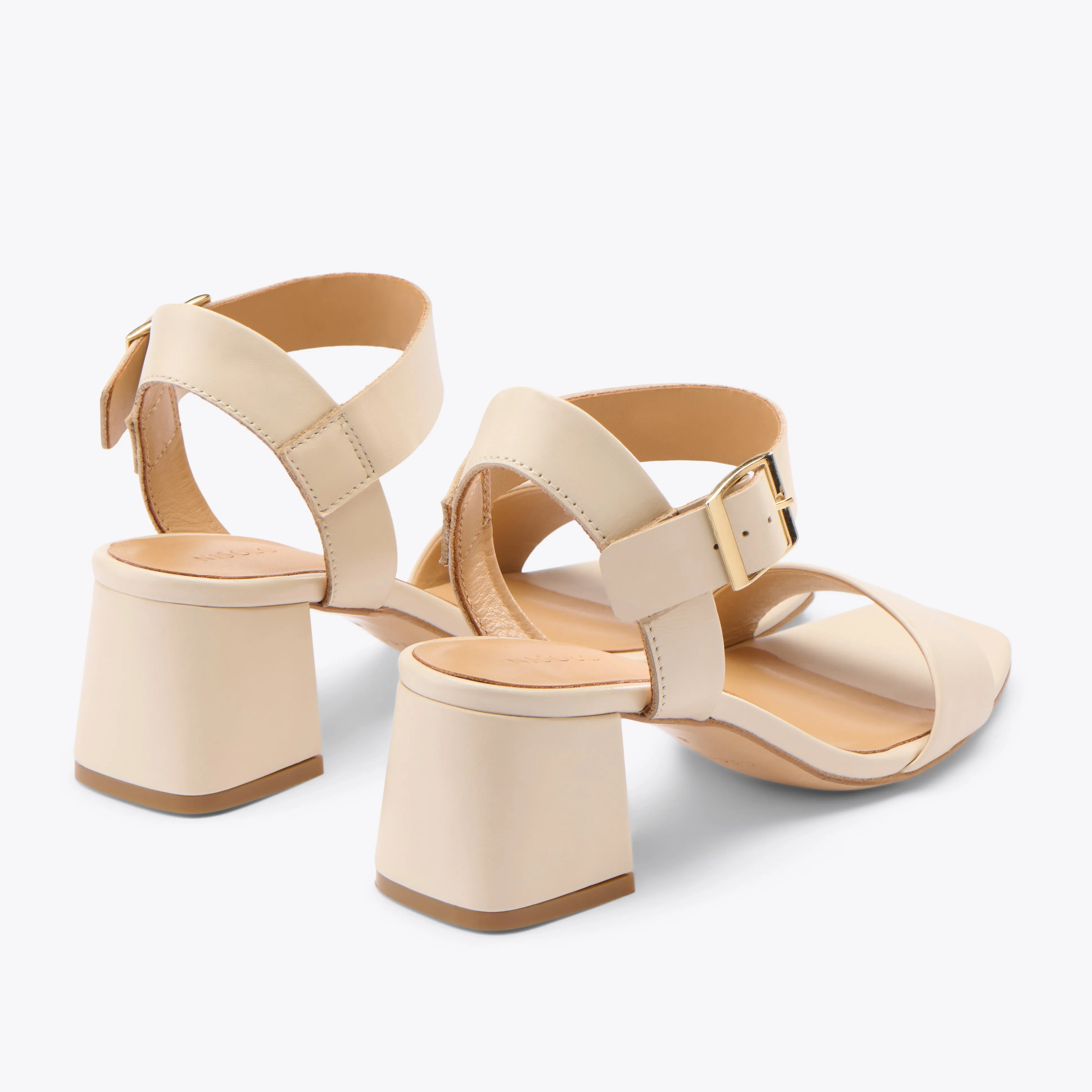 Stella Go-To Block Heel Sandal Bone -NISOLO