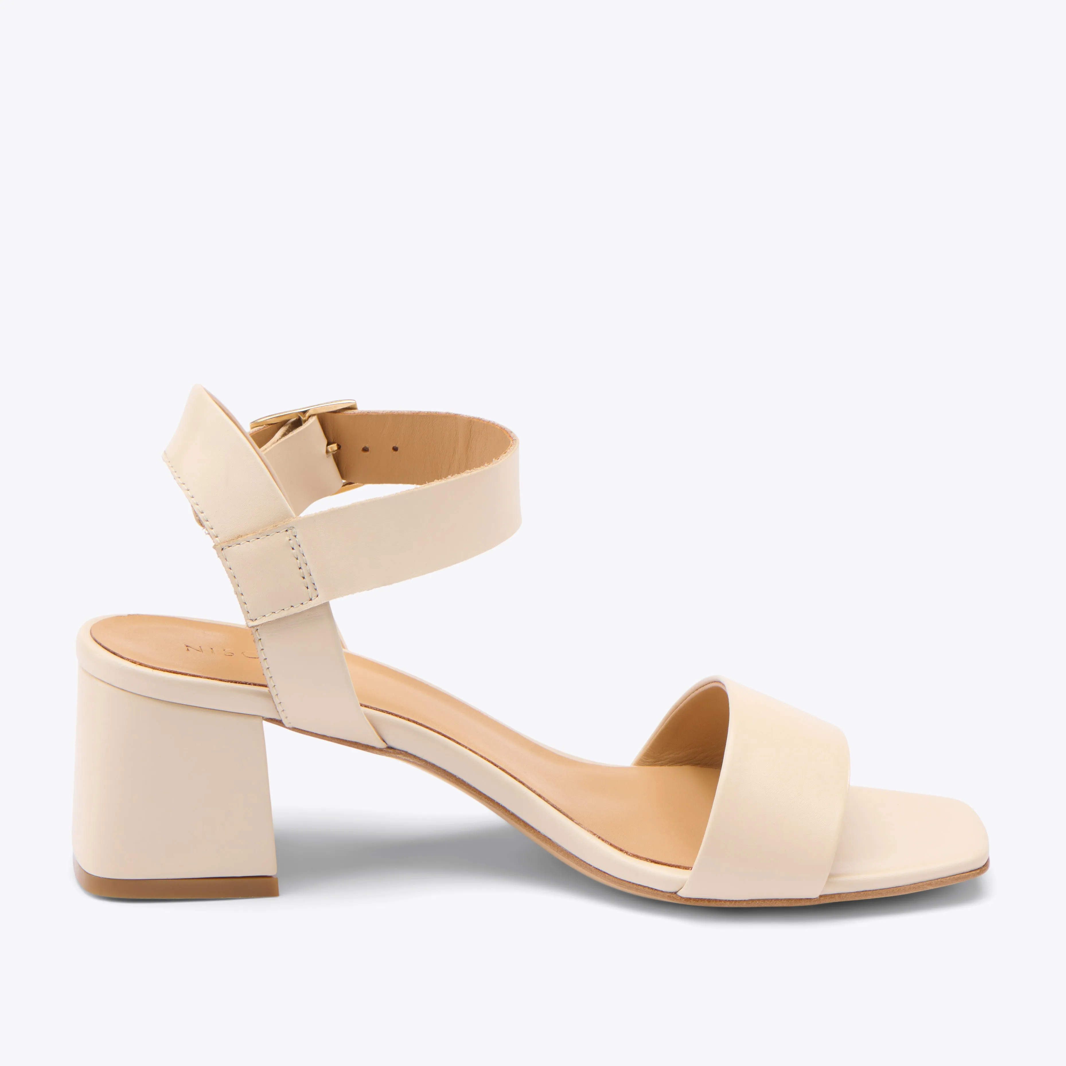 Stella Go-To Block Heel Sandal Bone -NISOLO