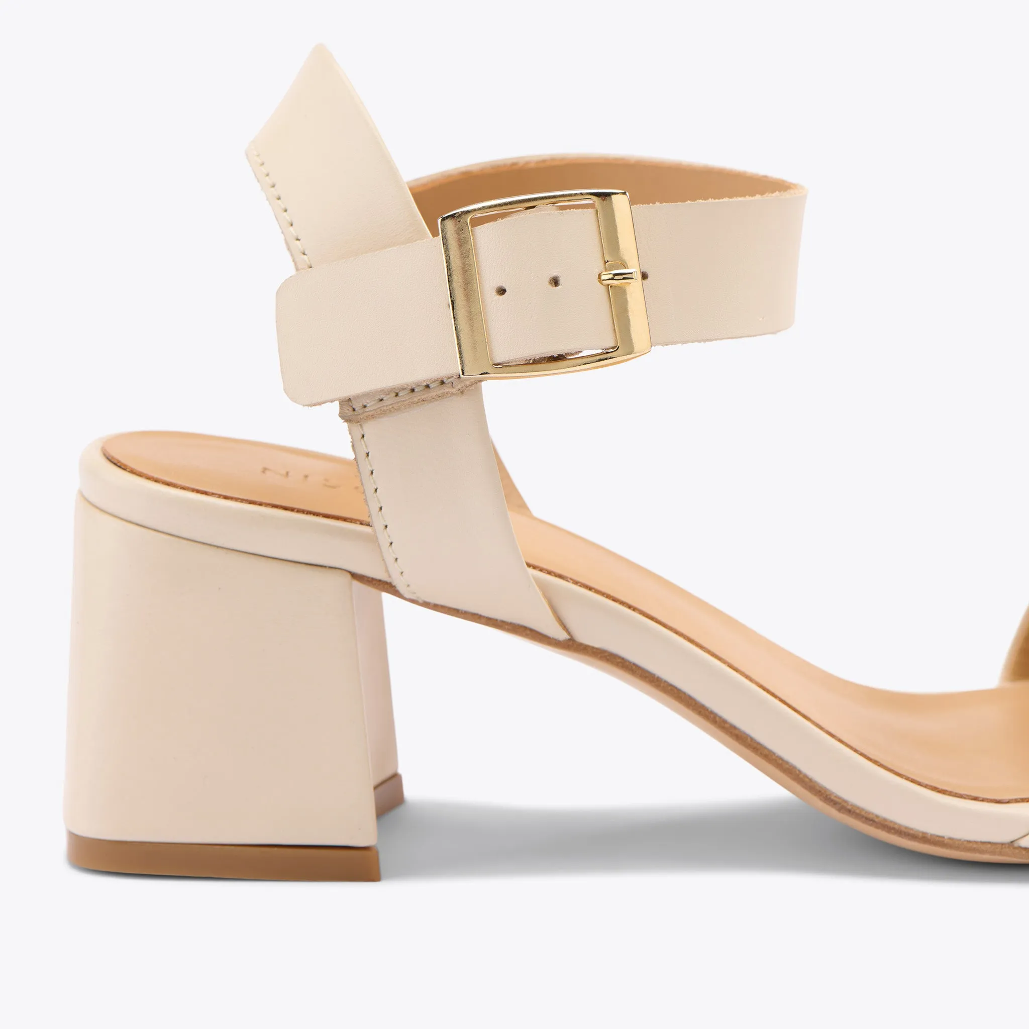 Stella Go-To Block Heel Sandal Bone -NISOLO