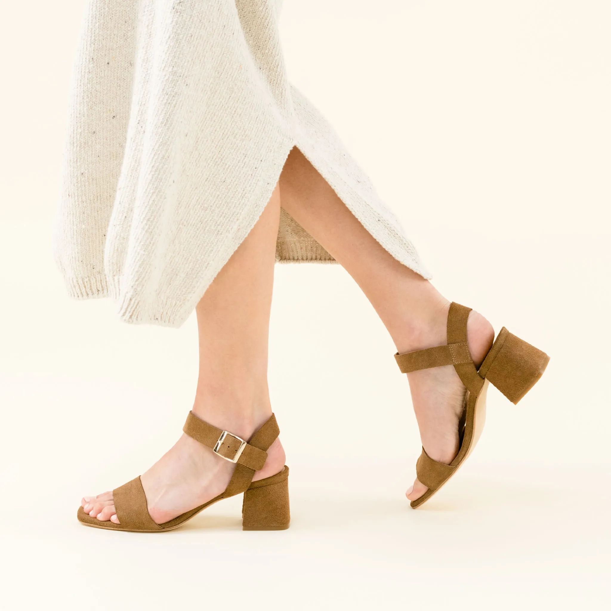 Stella Go-To Block Heel Taupe Suede -NISOLO