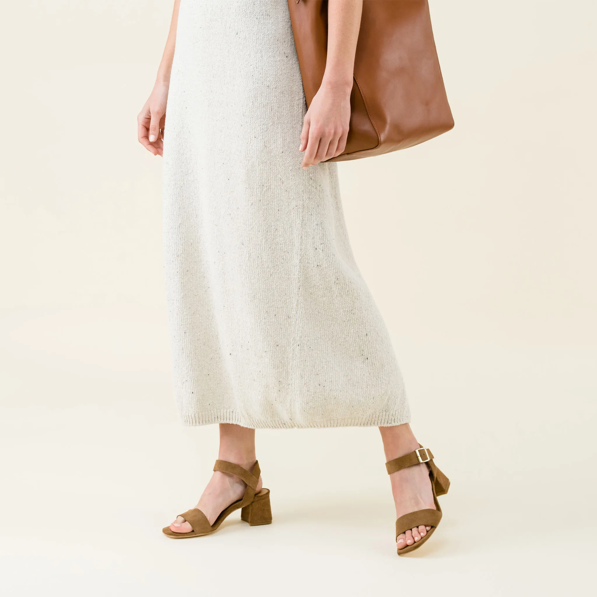 Stella Go-To Block Heel Taupe Suede -NISOLO