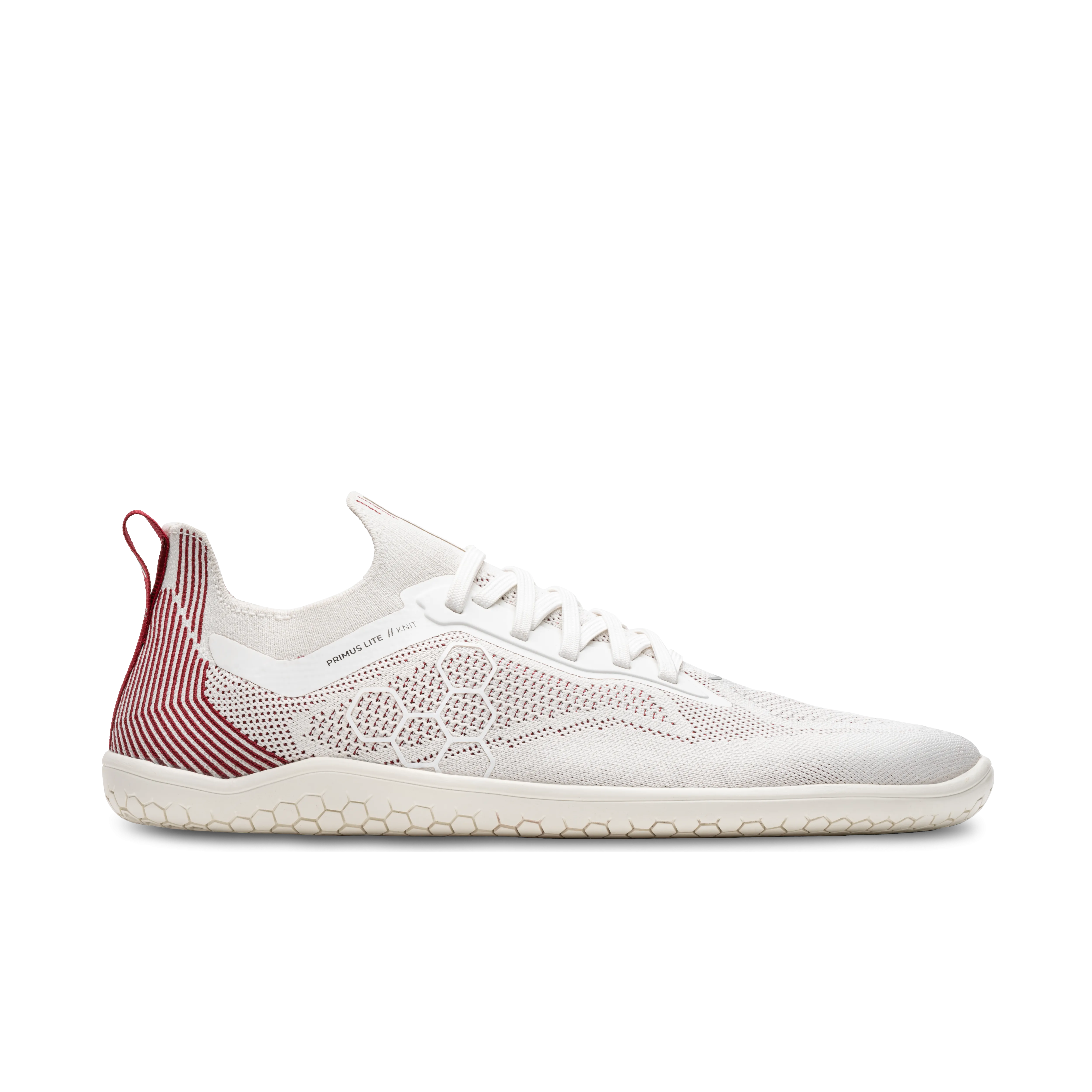 Vivobarefoot Primus Lite Knit Mens Off White / Burgundy