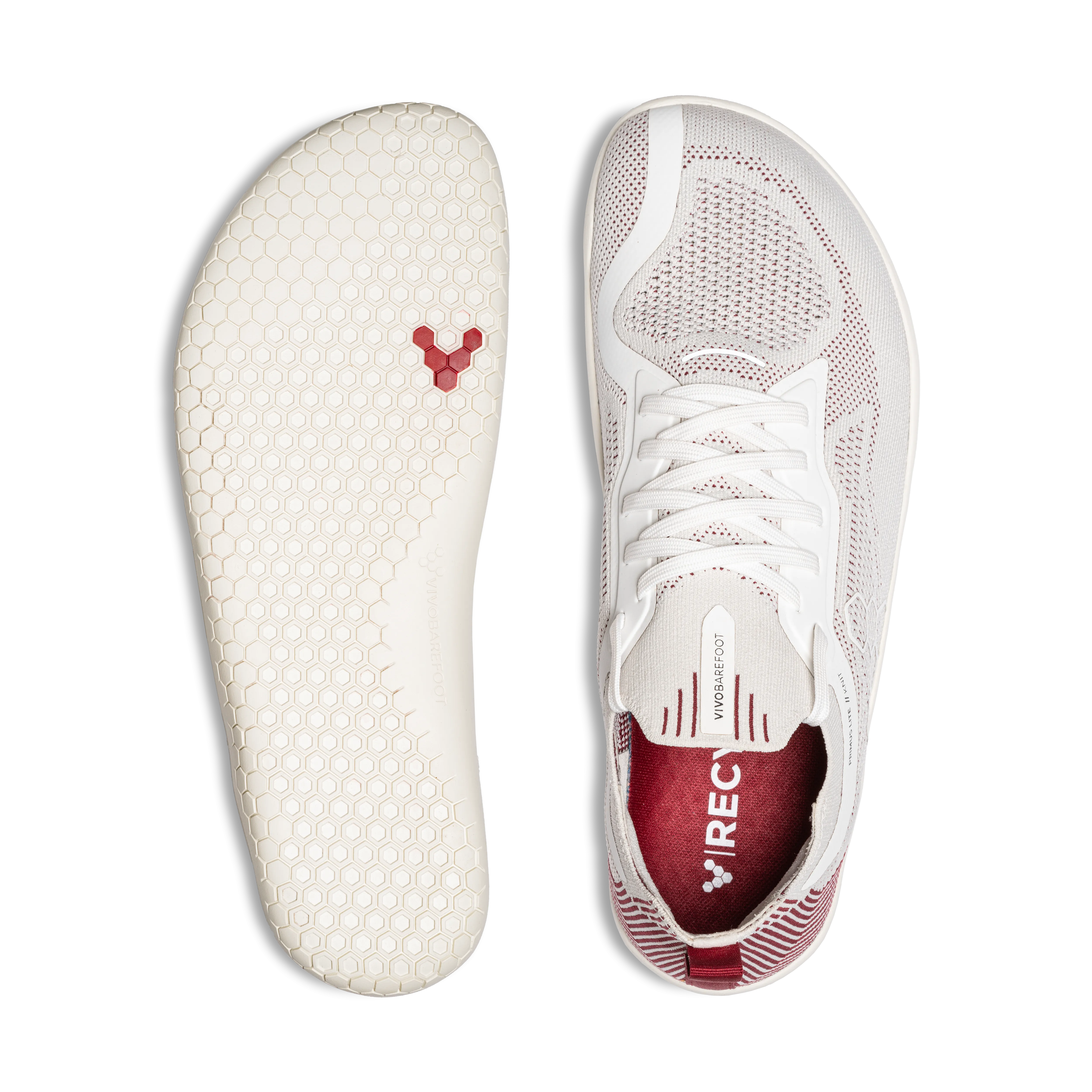 Vivobarefoot Primus Lite Knit Mens Off White / Burgundy