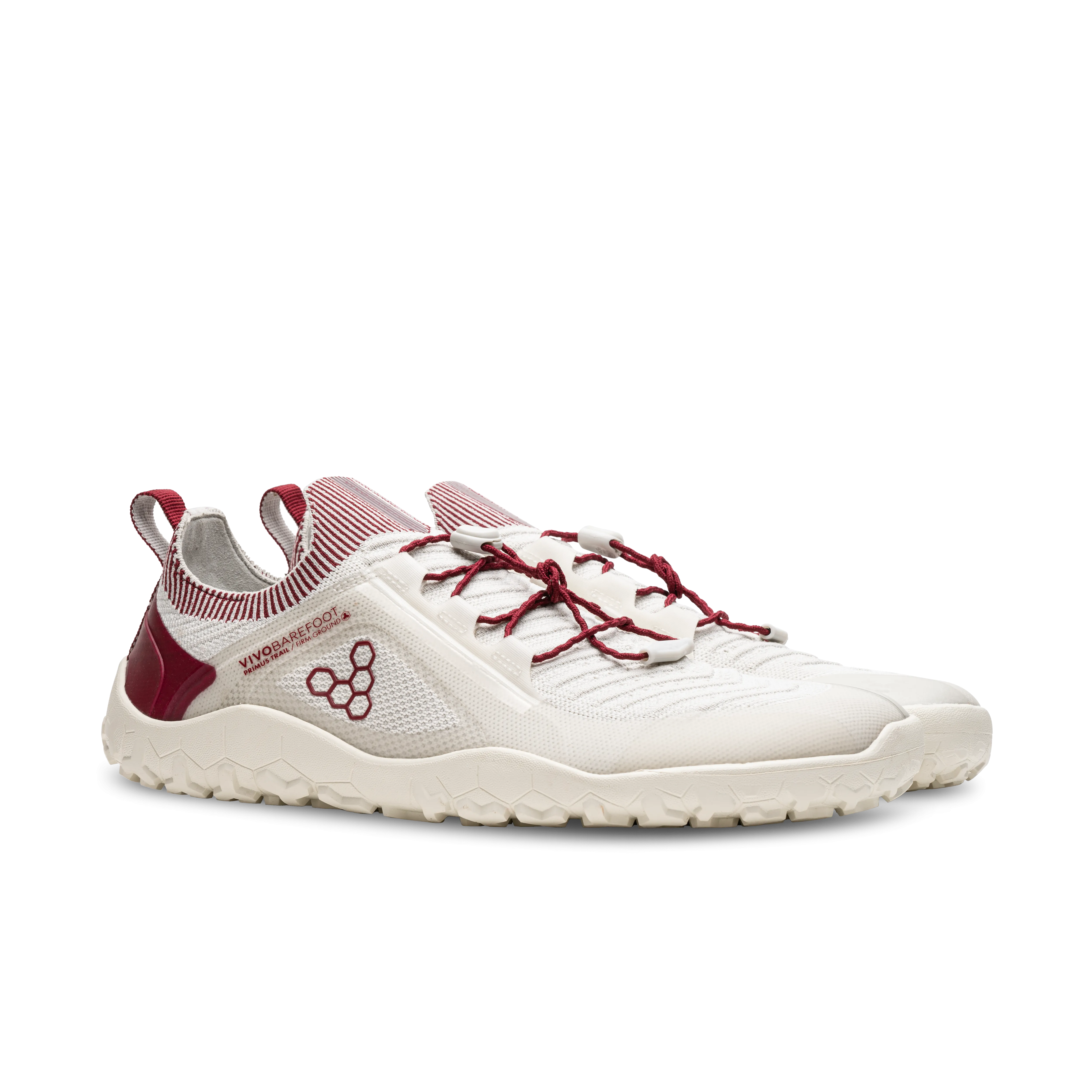 Vivobarefoot Primus Trail Knit FG Mens  Limestone/Rumba Red
