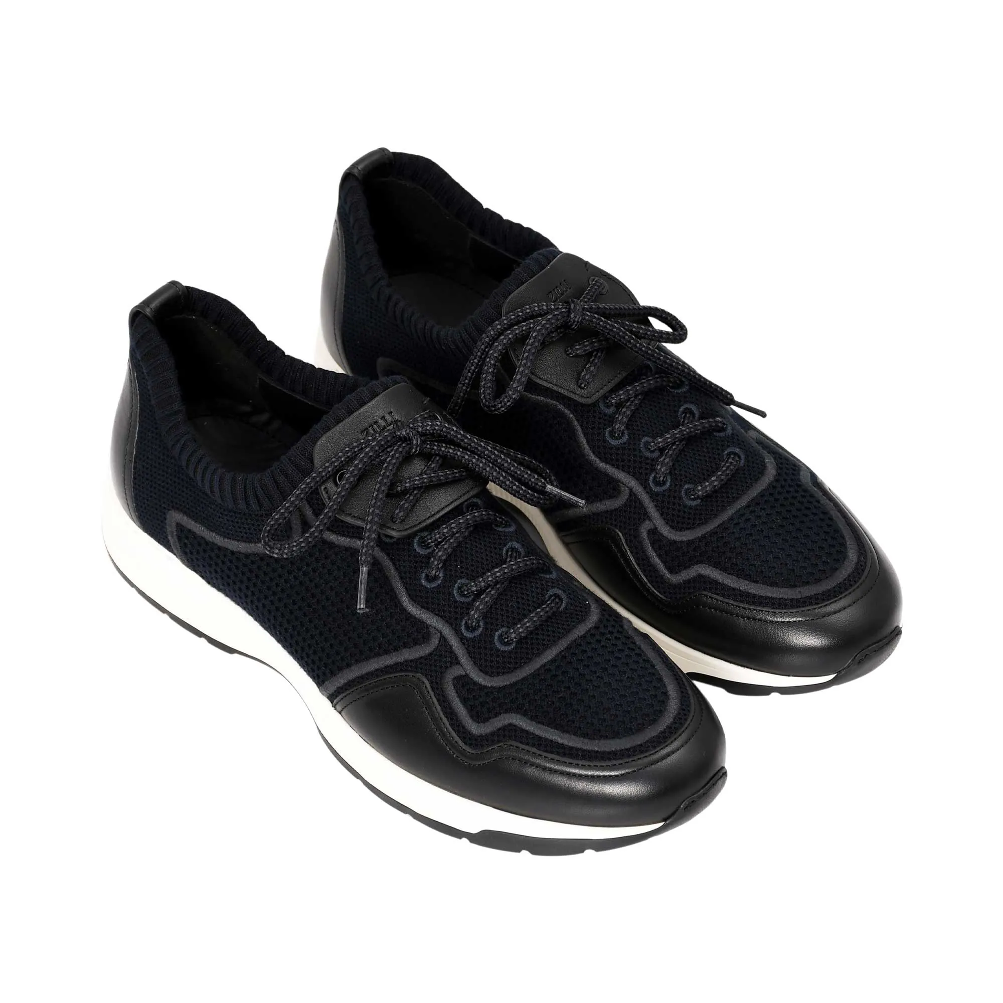 Zilli Men's Knit and Leather Sneaker